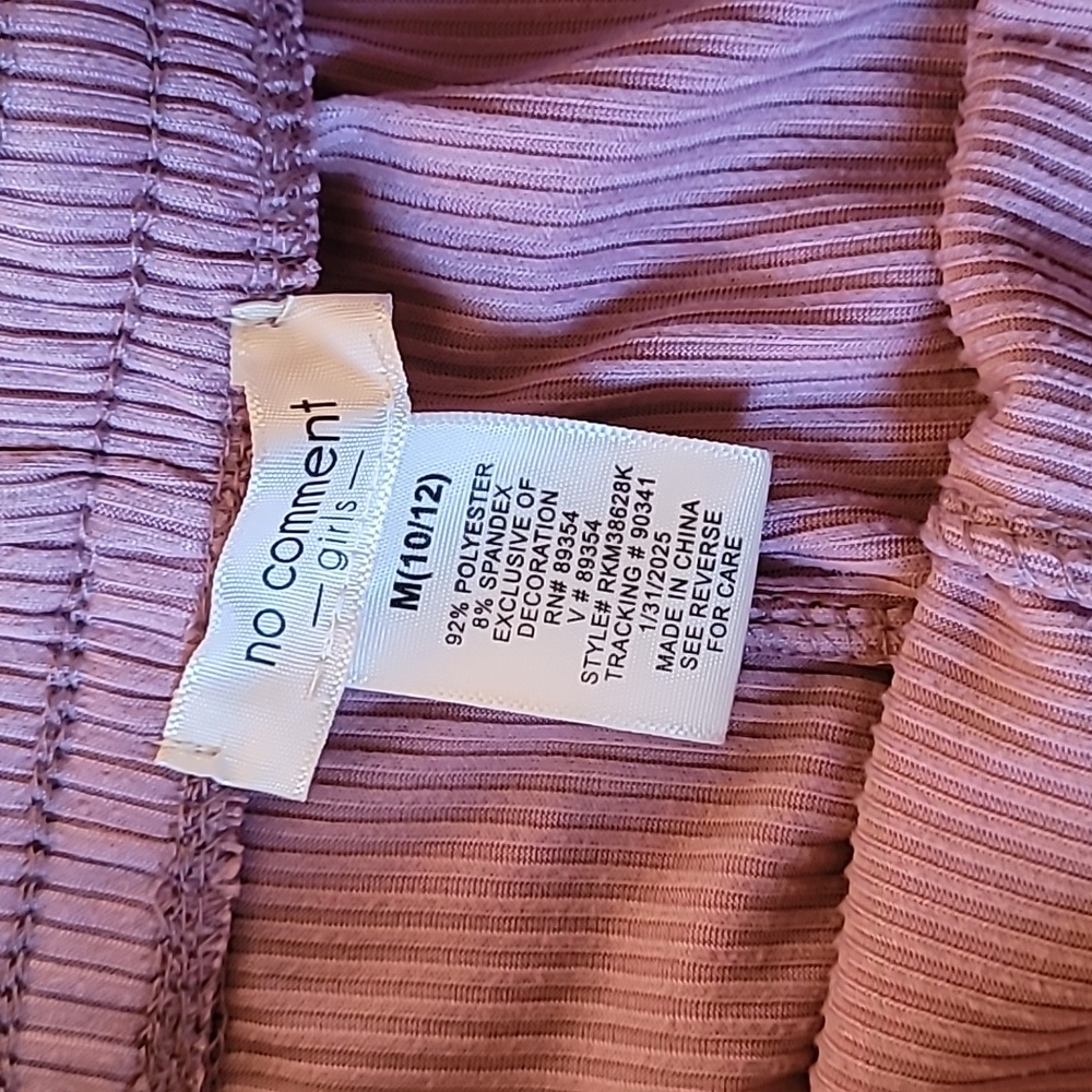 No Comment Purple Ribbed Shorts, Size 10/12, Ruffles, Soft - Picture 2 of 3